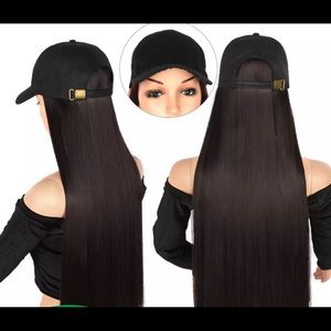 Baseball cap with attach hair extension